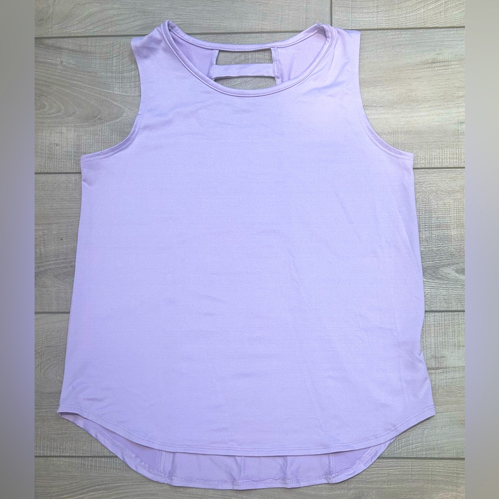Girls XL Tec Gear, Soft Tec, light purple athletic Dry Fit tank top with cut out